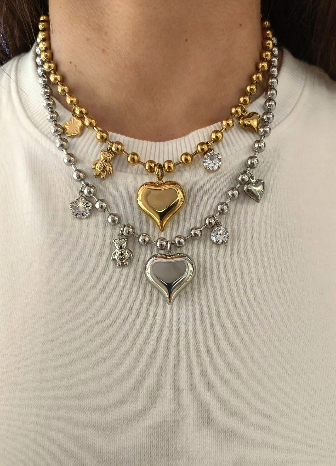 Collana a sfera con sonaglio + charm