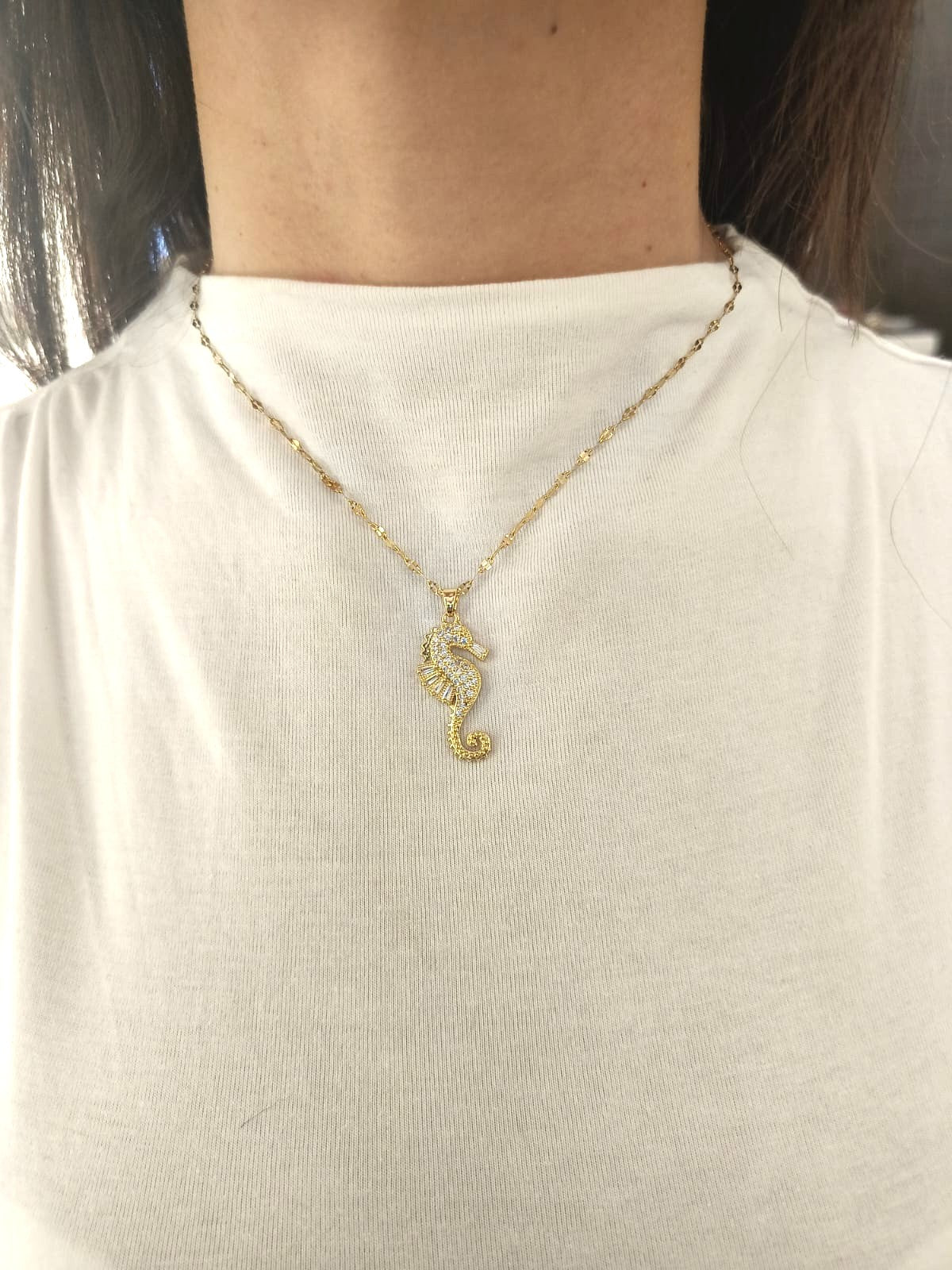 Collana cavalluccio marino zirconato