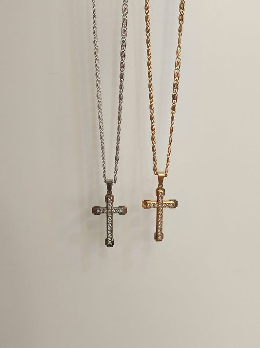Collana croce zirconata