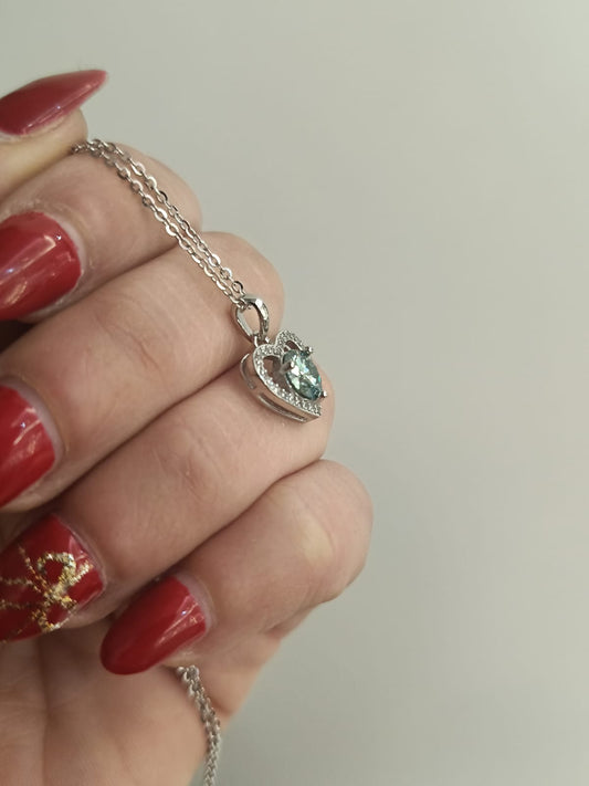 Collana cuore di moissanite argento