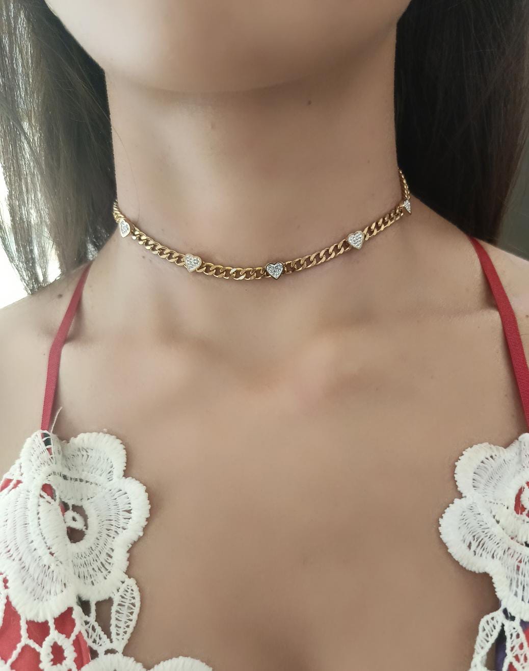 Collana cuori strass