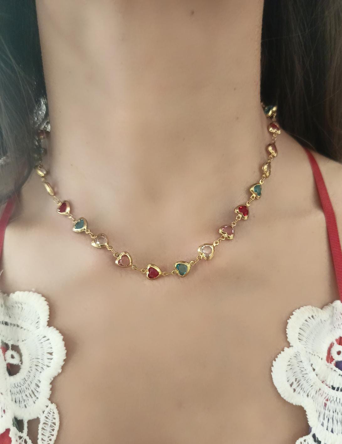 Collana cuoricini multicolor