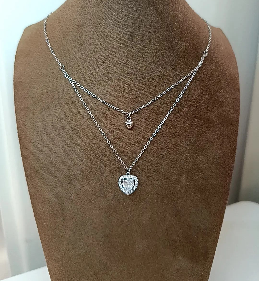COLLANA DOPPIO CUORE ARGENTO