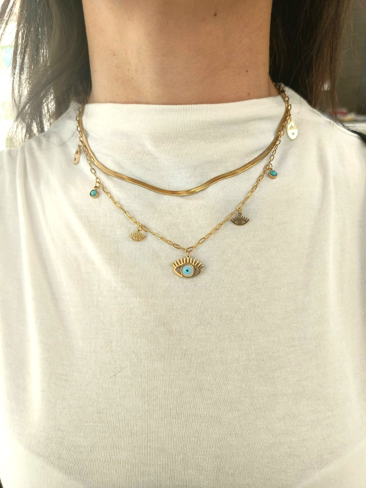 Collana doppia snake + occhio