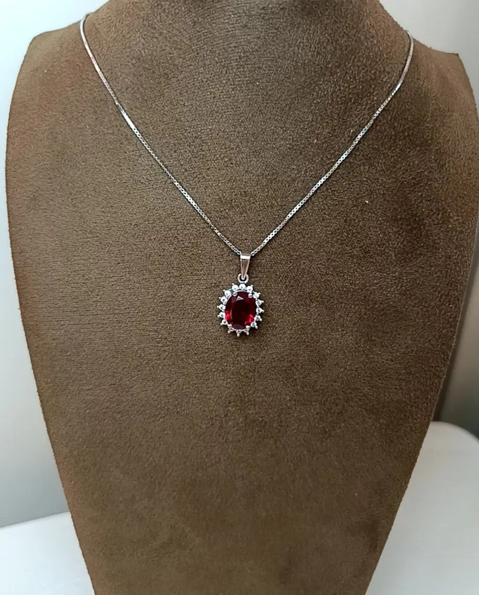 Collana elegance rossa argento
