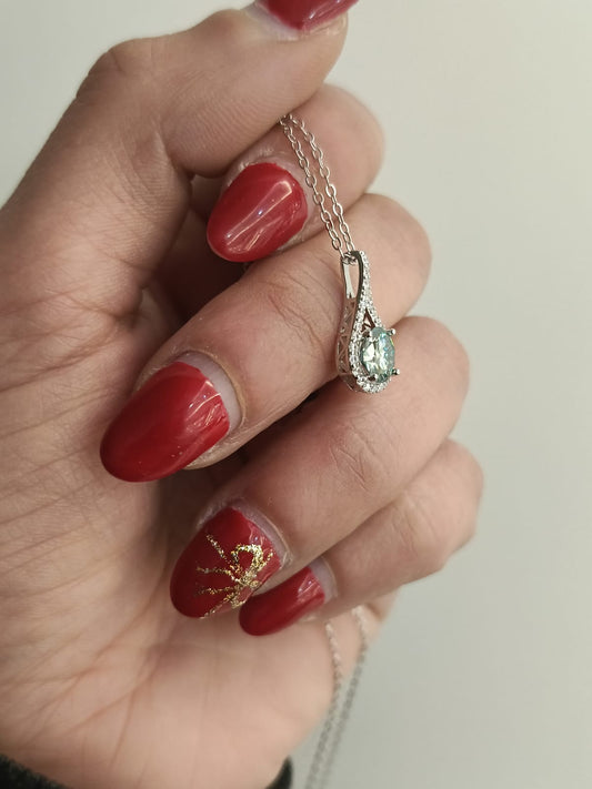 Collana goccia di moissanite argento