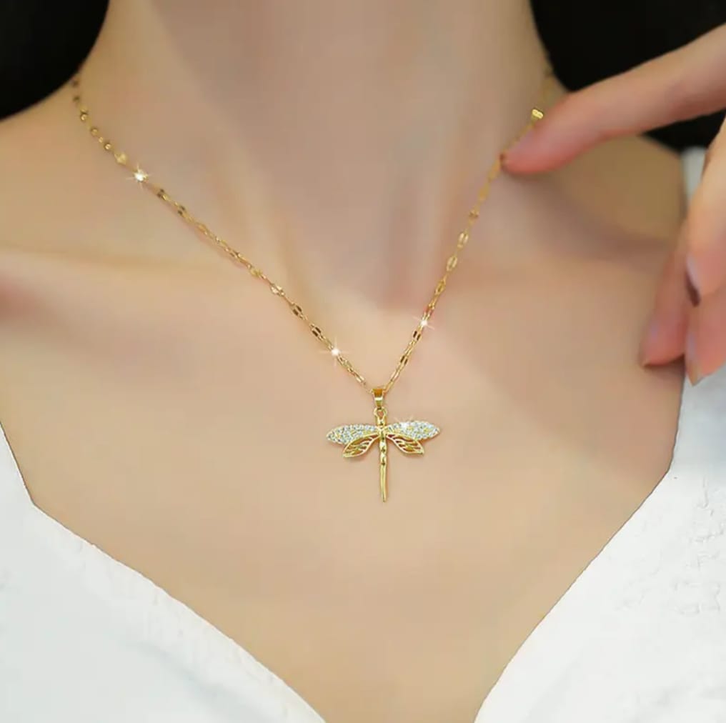 Collana libellula zirconata