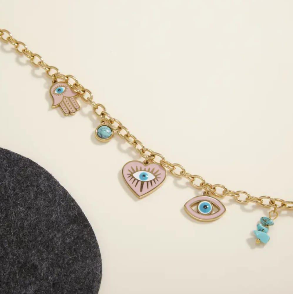 Collana occhio rosa