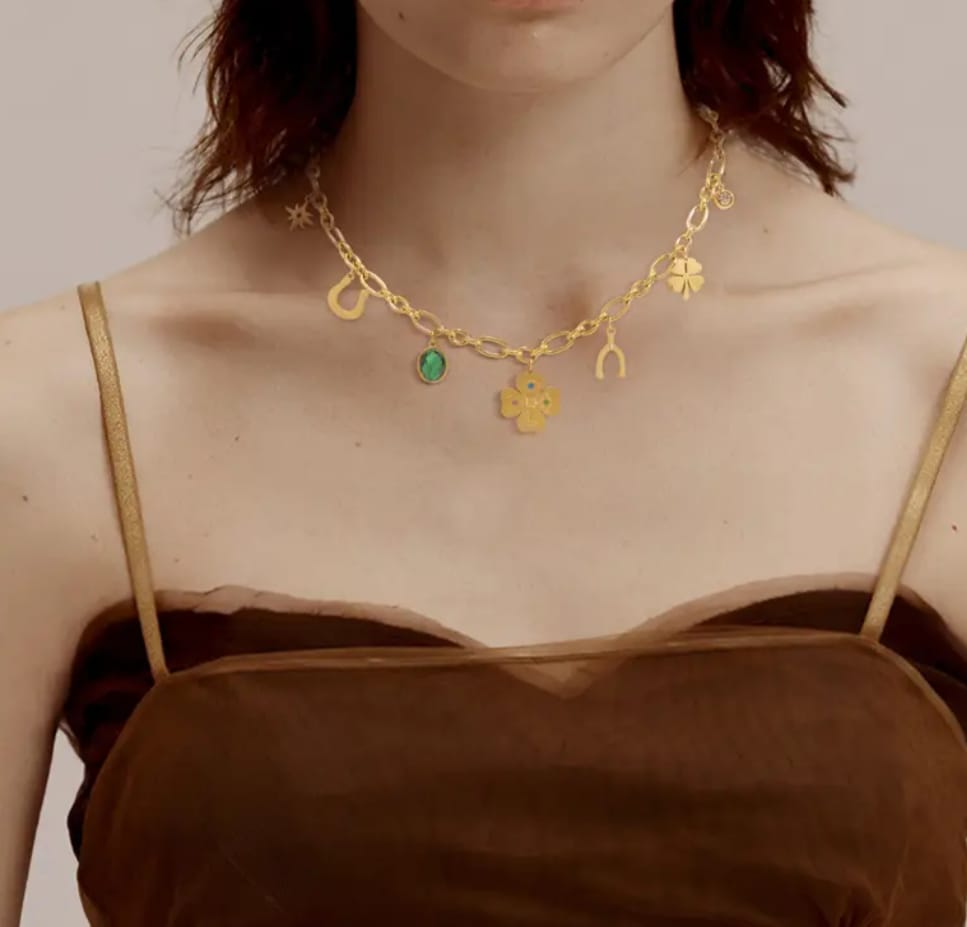 Collana quadrifoglio multicolor
