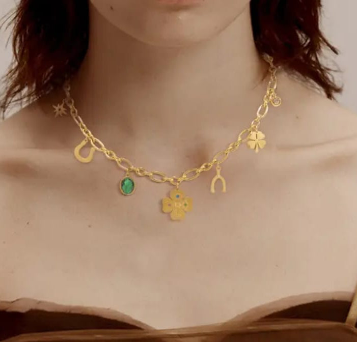 Collana quadrifoglio multicolor