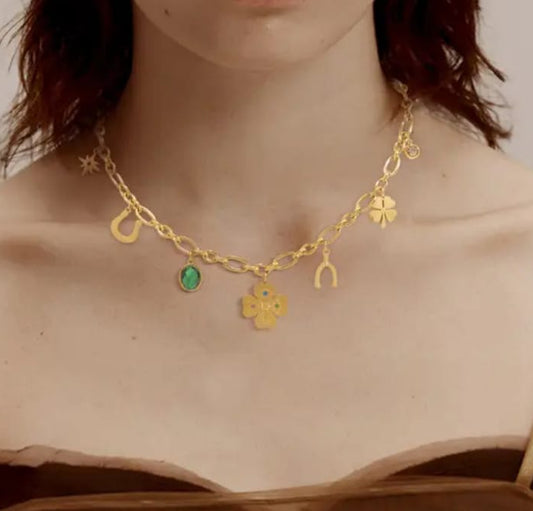 Collana quadrifoglio multicolor