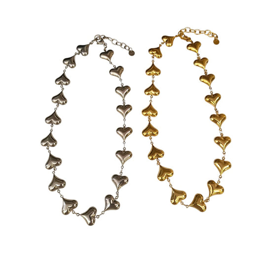 Collana cascata di cuori con sonaglio