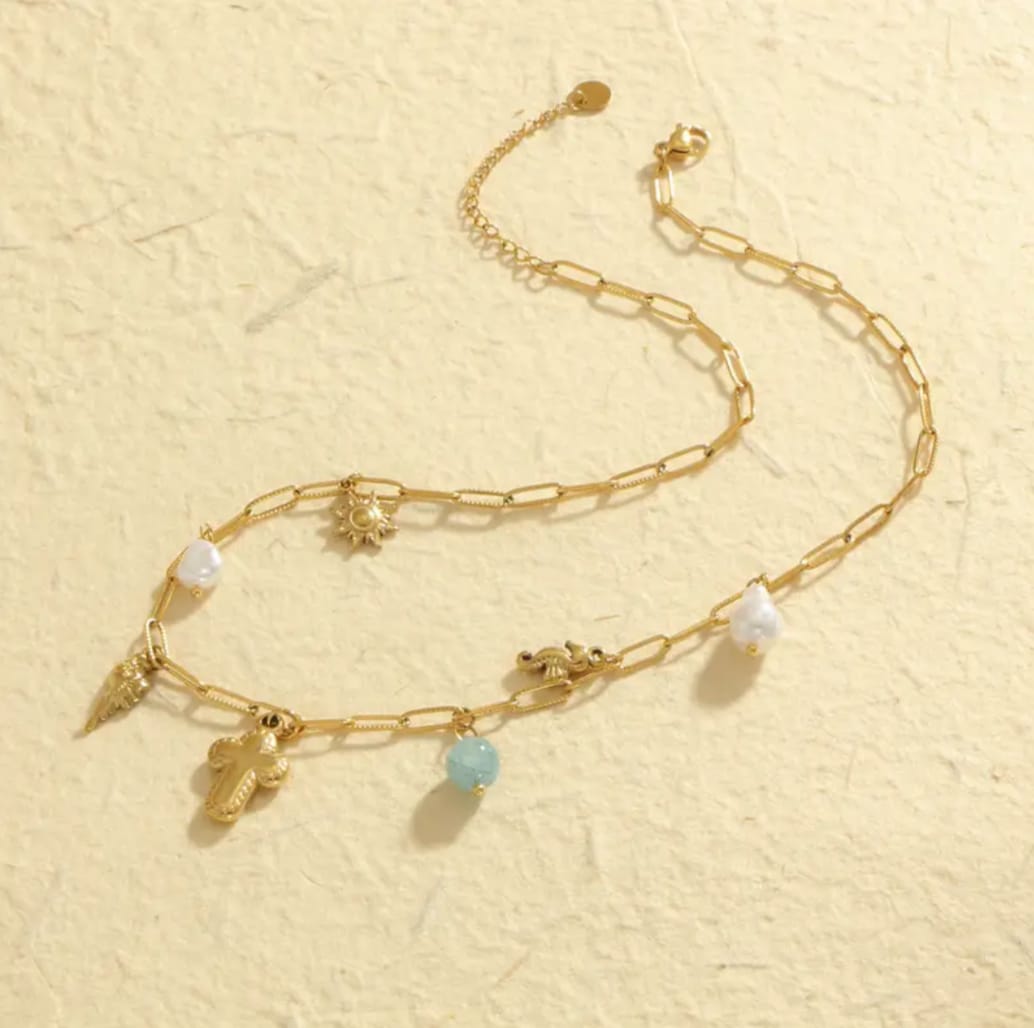 Collana croce bombata