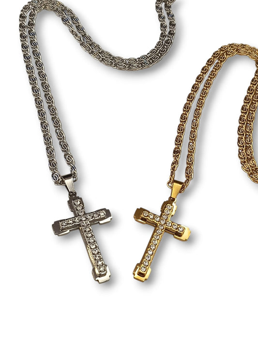 Collana croce zirconata