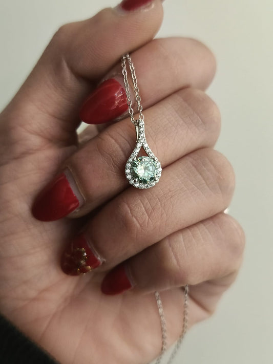 Collana goccia di moissanite argento