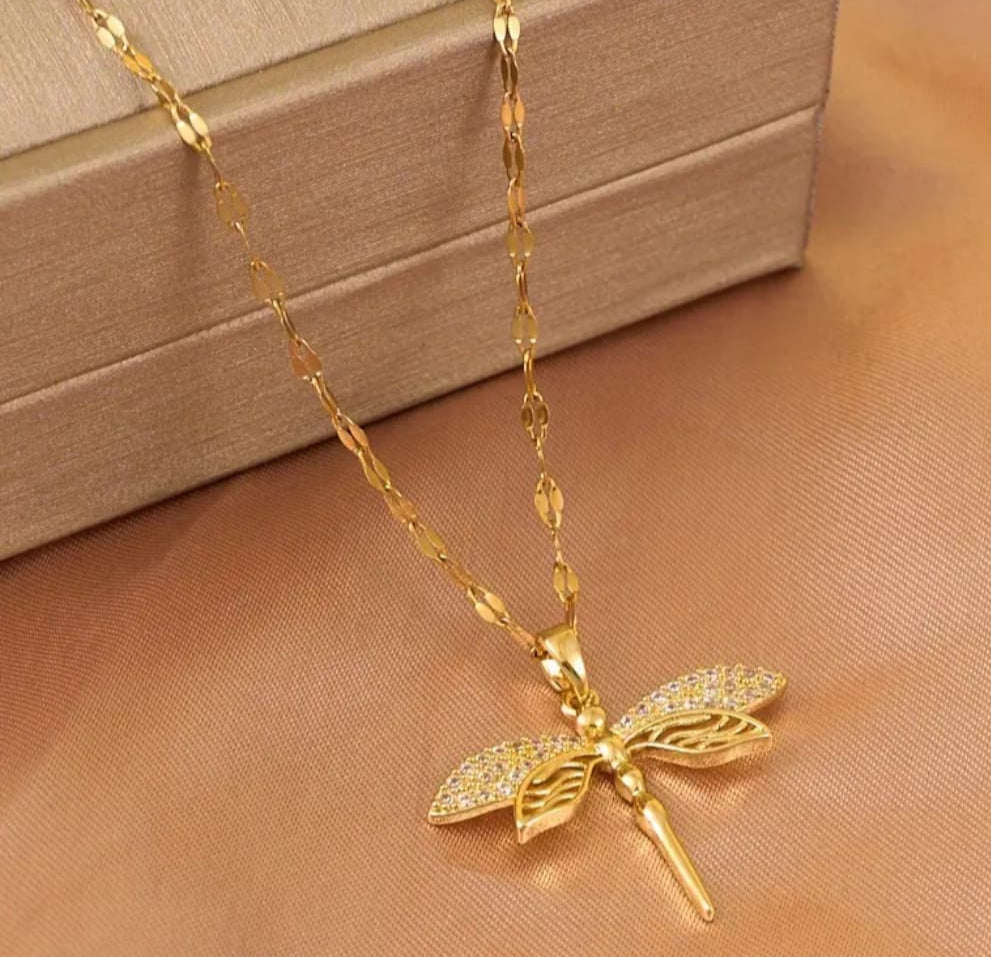 Collana libellula zirconata