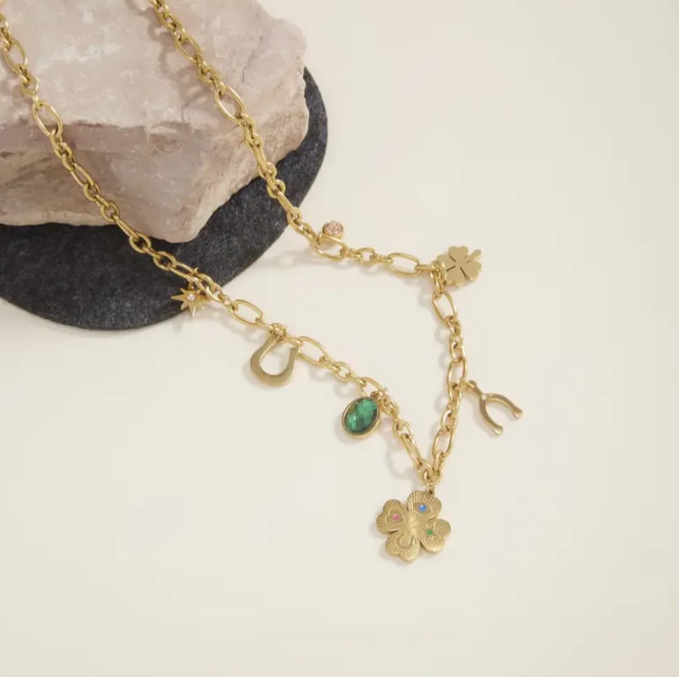 Collana quadrifoglio multicolor