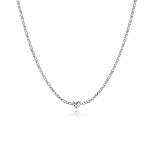 Collana tennis cuore argento
