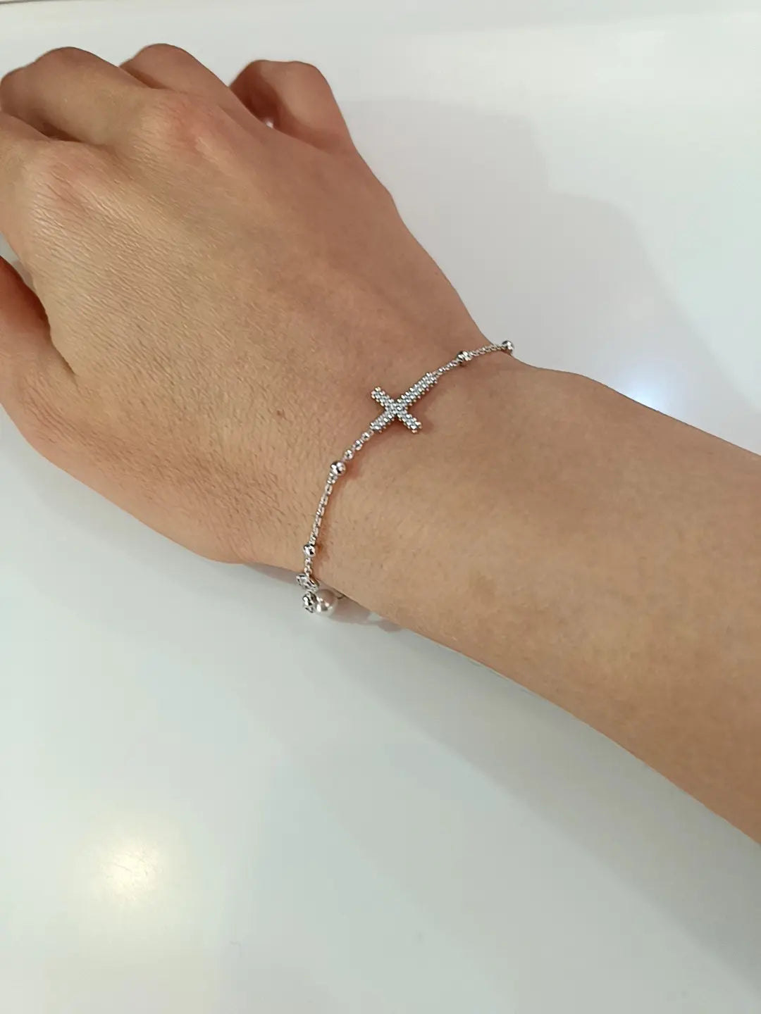 BRACCIALE CROCE MINI BOWL ARGENTO