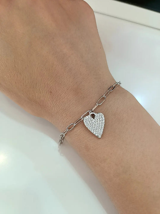 BRACCIALE CUORE MODERNO ARGENTO