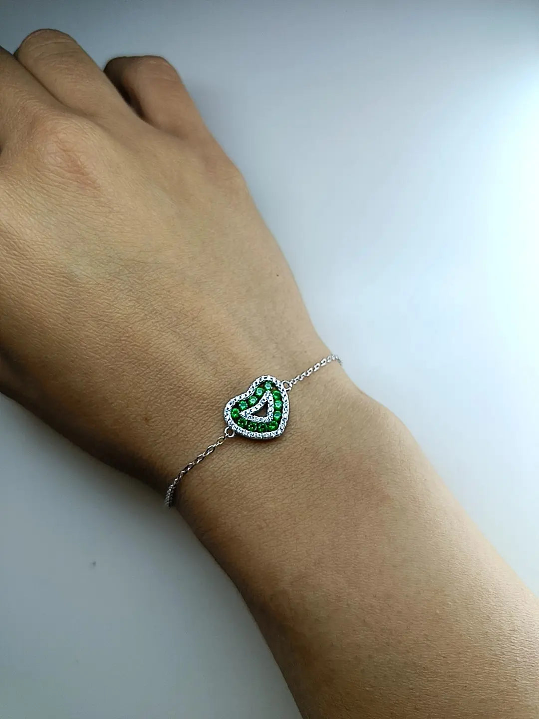 BRACCIALE CON ZIRCONI VERDI ARGENTO