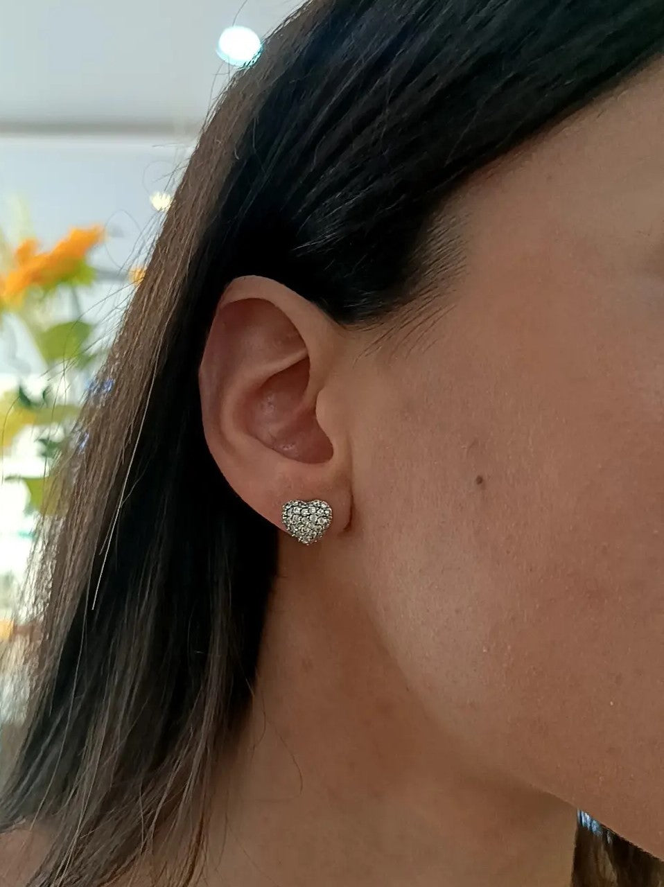 ORECCHINI CUORE PAVE' ARGENTO