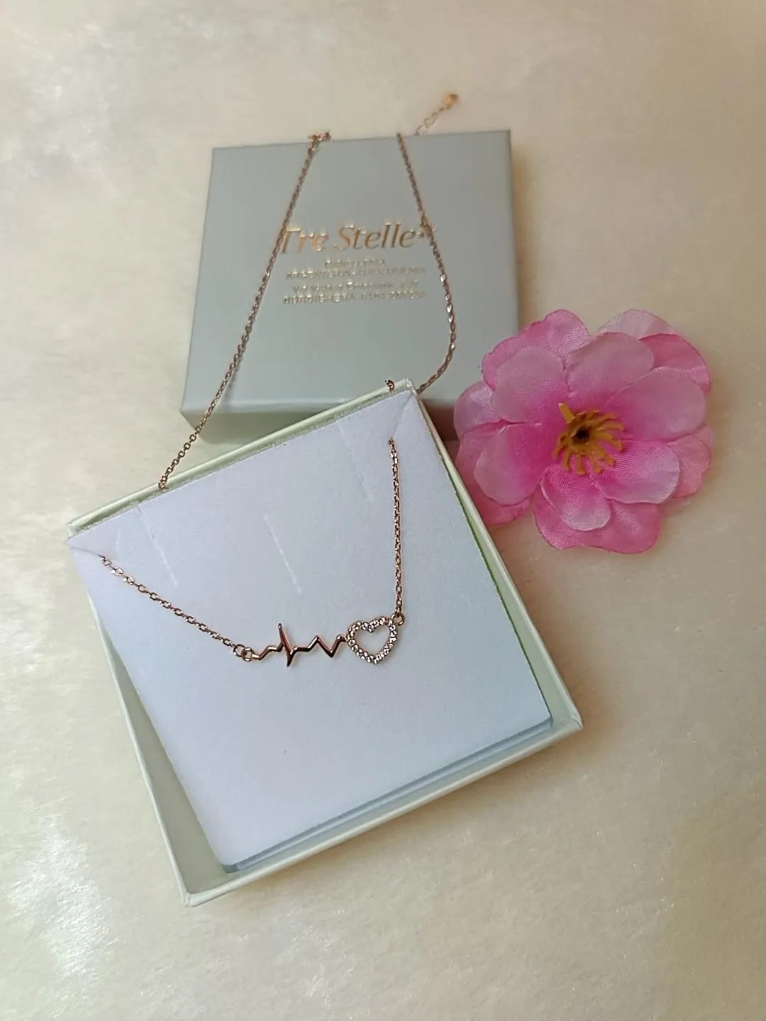 Collana cuore battito rosé