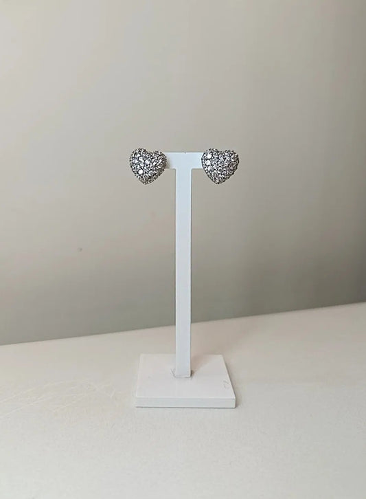 ORECCHINI CUORE PAVE' ARGENTO