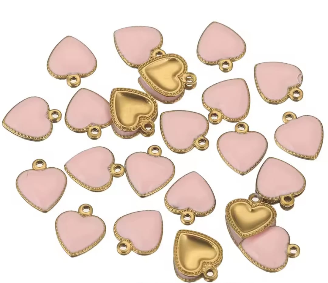 Ciondolo cuoricino smaltato rosa