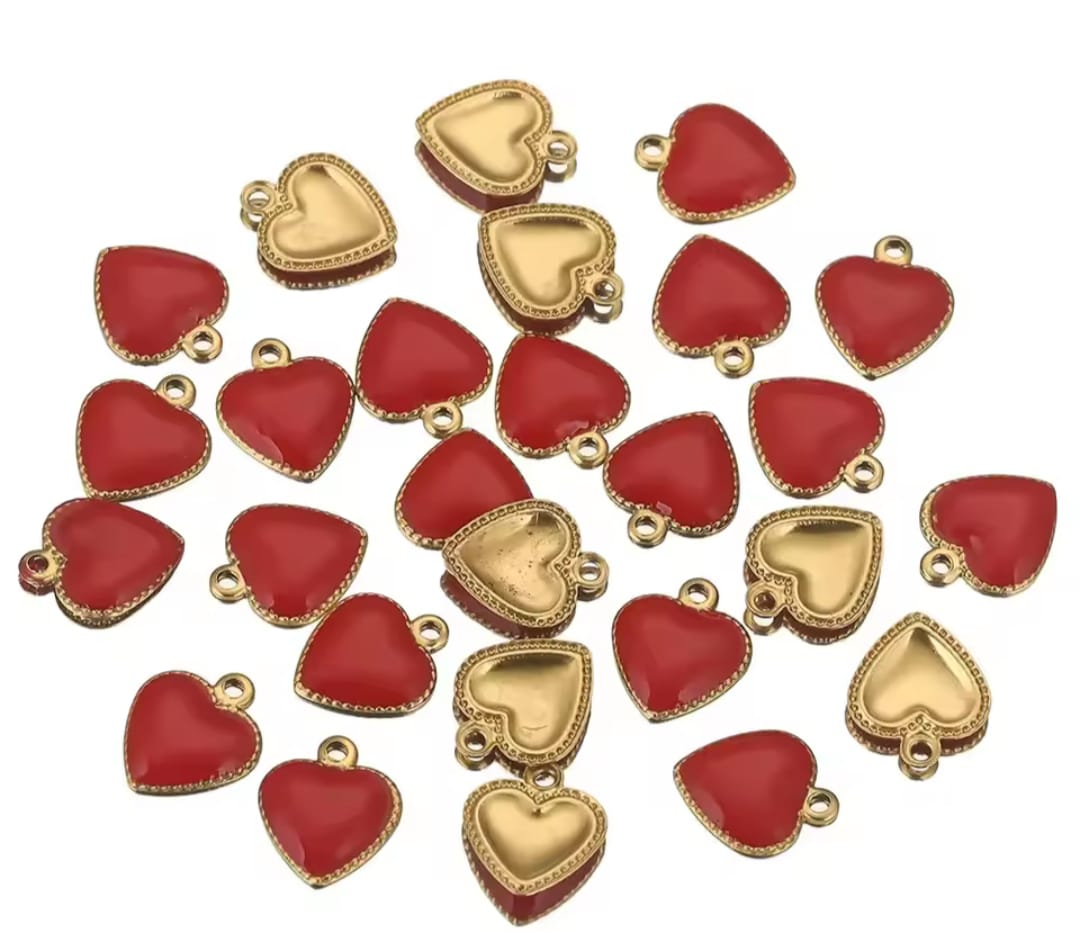 Ciondolo cuoricino smaltato rosso
