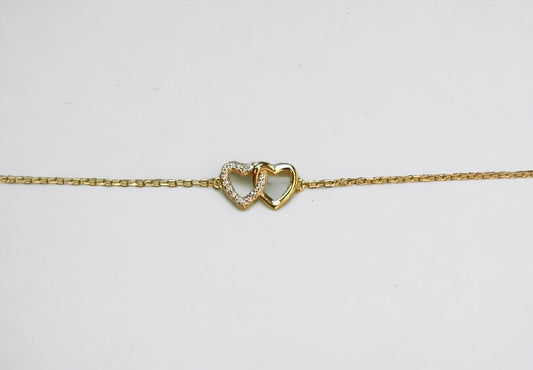 BRACCIALE CUORE DOPPIO PLACCATO ORO