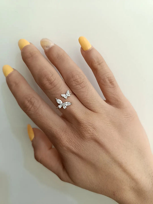 ANELLO DOPPIA FARFALLA ARGENTO