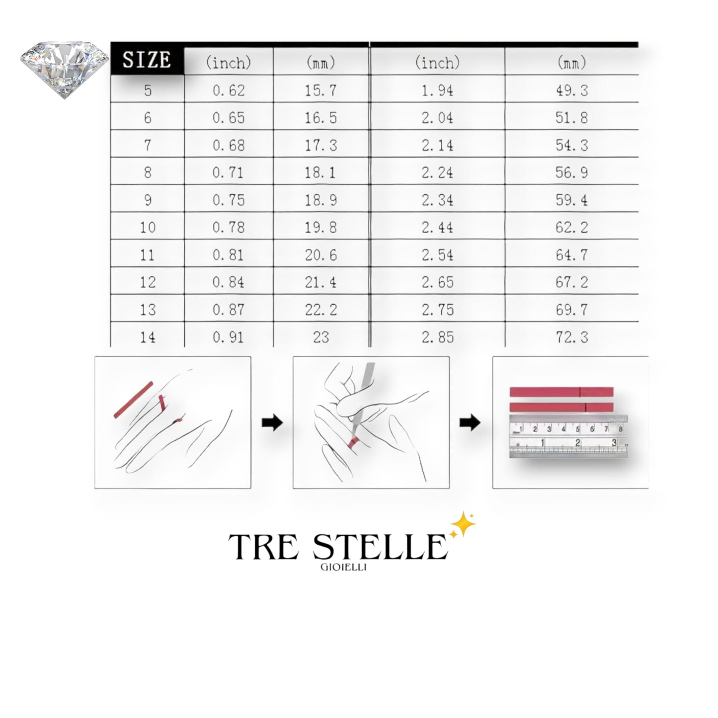 Tris di anelli zig zag