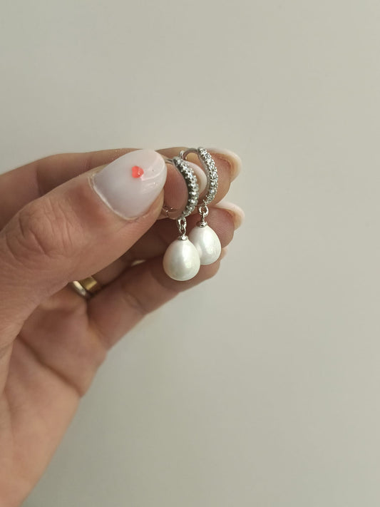Hoops perle con zirconi argento
