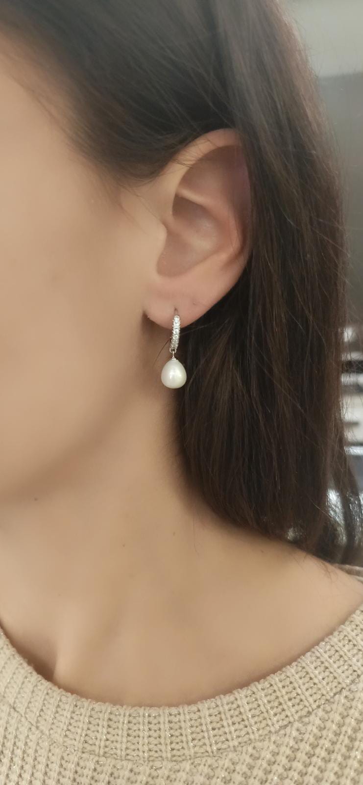 Hoops perle con zirconi argento