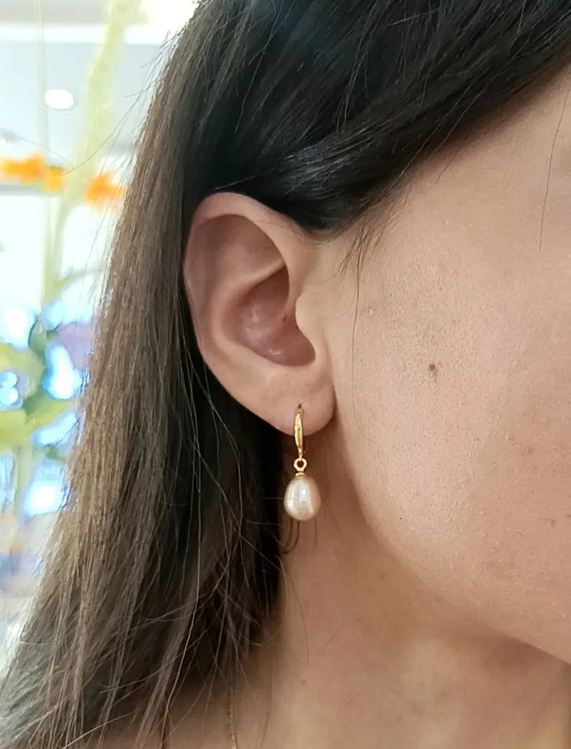HOOPS PERLA ROSA PLACCATI ORO
