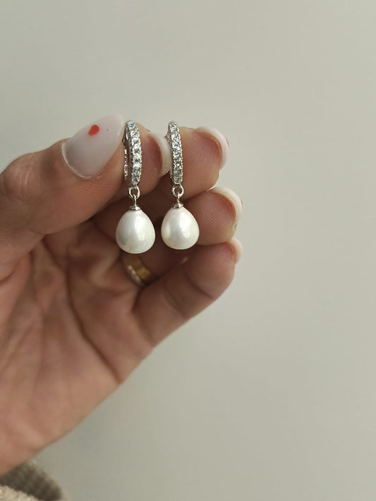 Hoops perle con zirconi argento
