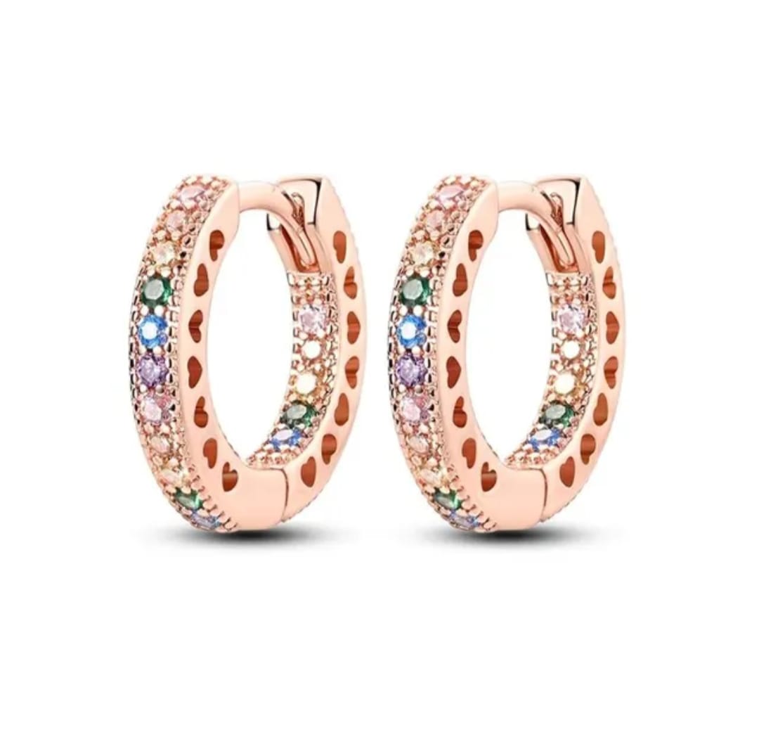 HOOPS DIVINA ZIRCONI MULTICOLOR PLACCATI ORO ROSA