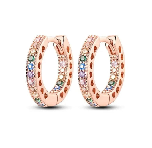 HOOPS DIVINA ZIRCONI MULTICOLOR PLACCATI ORO ROSA