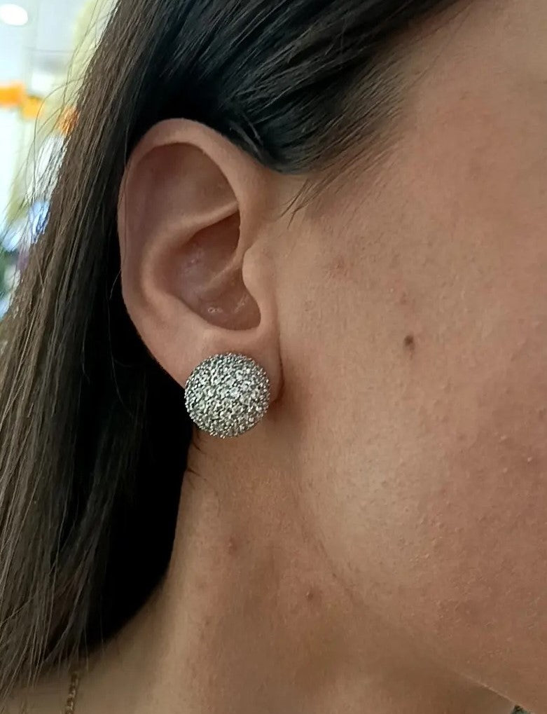 ORECCHINI SFERA PAVE' A CLIPS ARGENTO