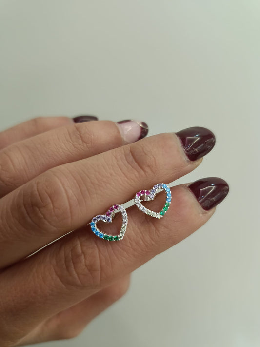 Orecchini cuore multicolor argento 925