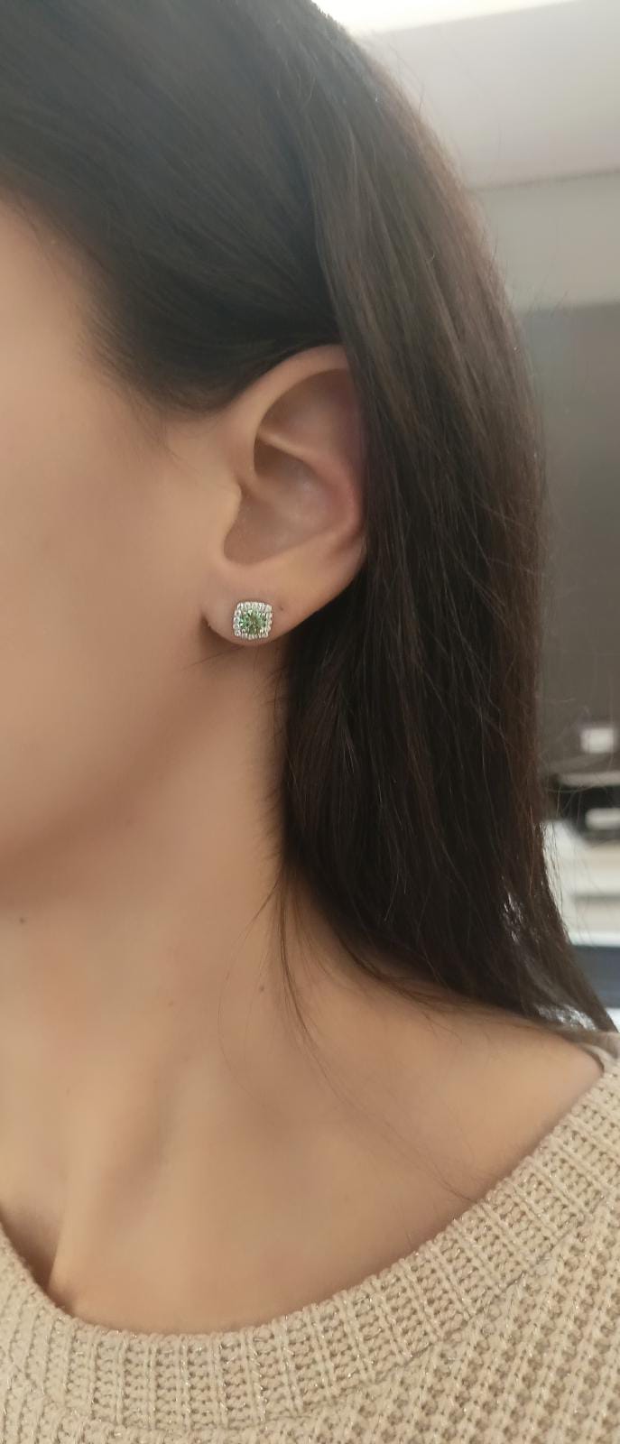 Orecchini quadrato di moissanite argento