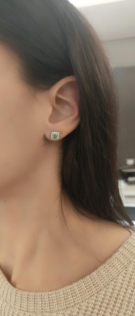 Orecchini quadrato di moissanite argento