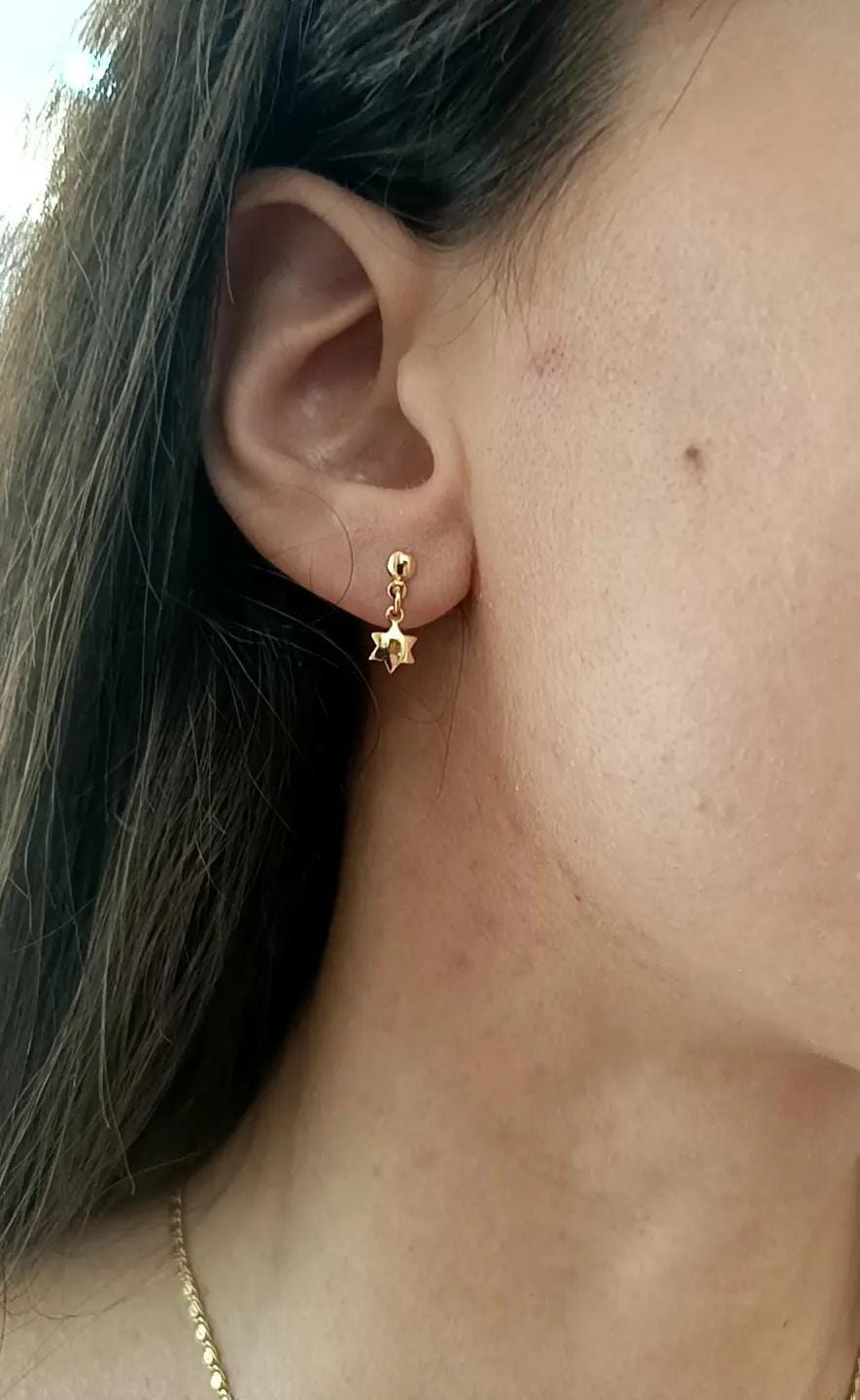 ORECCHINI DROP STELLA PLACCATI ORO