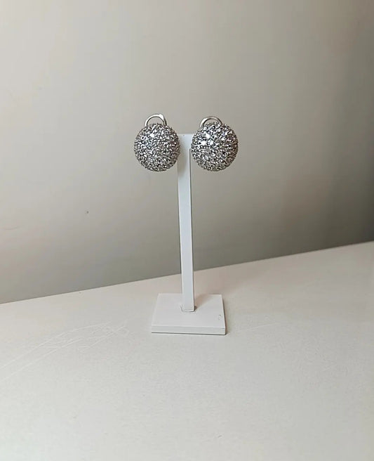 ORECCHINI SFERA PAVE' A CLIPS ARGENTO