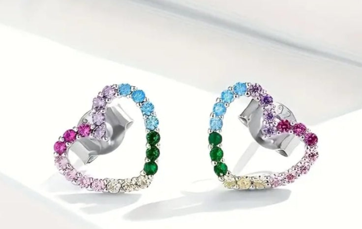 Orecchini cuore multicolor argento 925