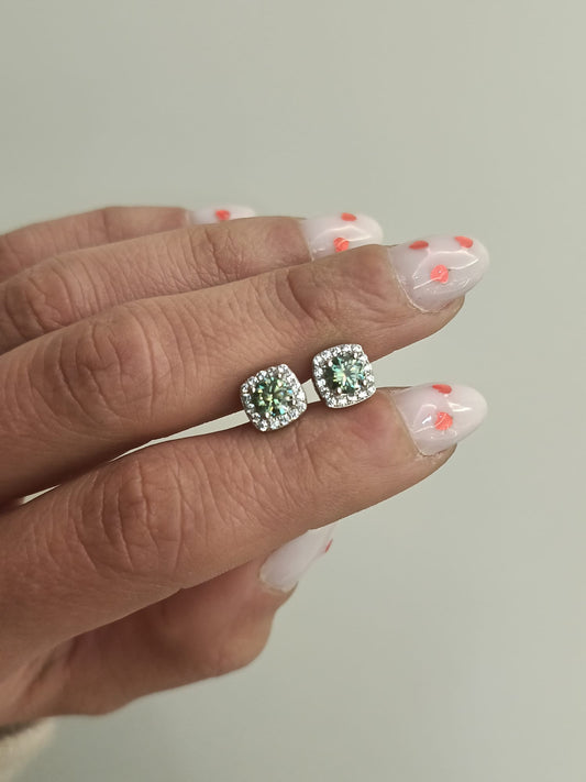 Orecchini quadrato di moissanite argento