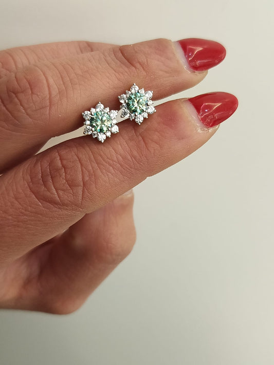 Orecchini stella di moissanite argento