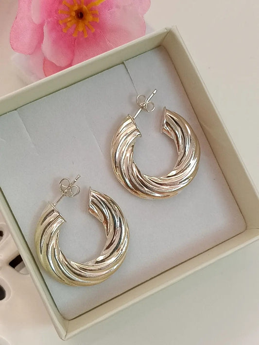 ORECCHINI CERCHI WAVE ARGENTO