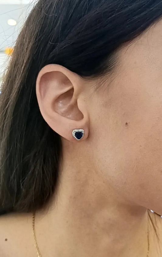 ORECCHINI CUORE BLU ARGENTO